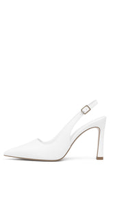 Riana Slingback Pointed Toe Pump Heels - White